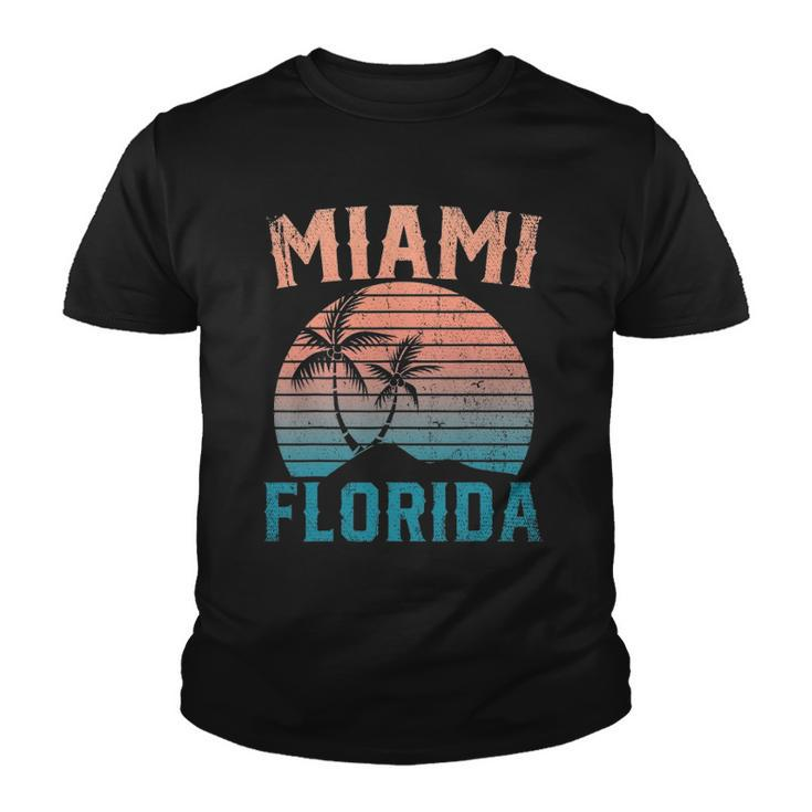 Miami Beach Tropical Summer Vacation Retro Miami Florida Youth T-shirt