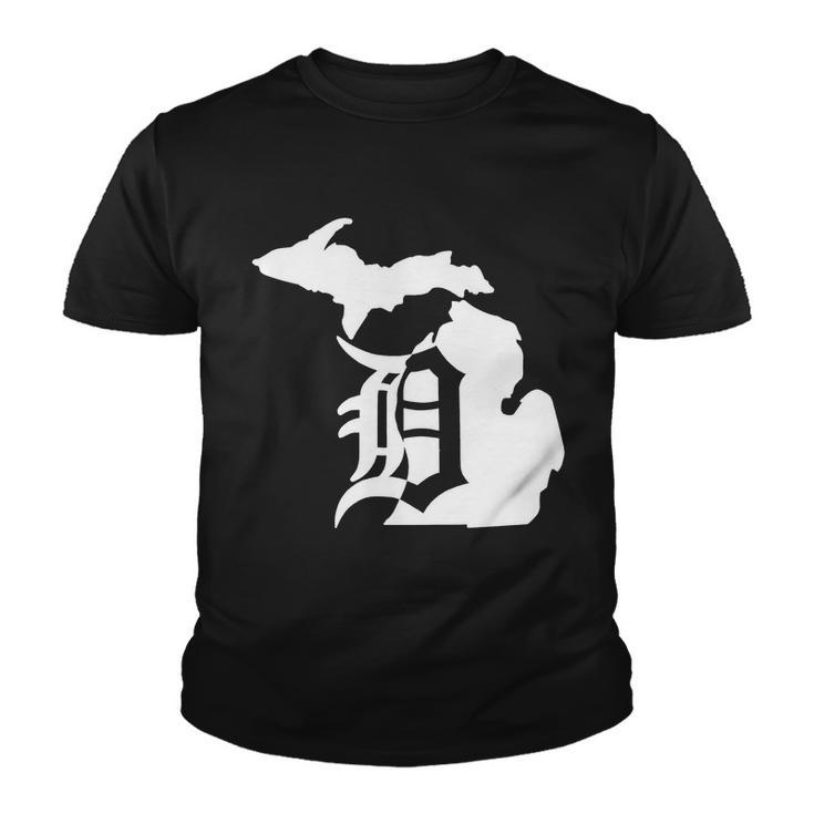Michigan Mitten Old English D Detroit Tshirt Youth T-shirt