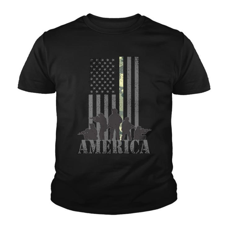 Military American Veteran Flag Usa Youth T-shirt