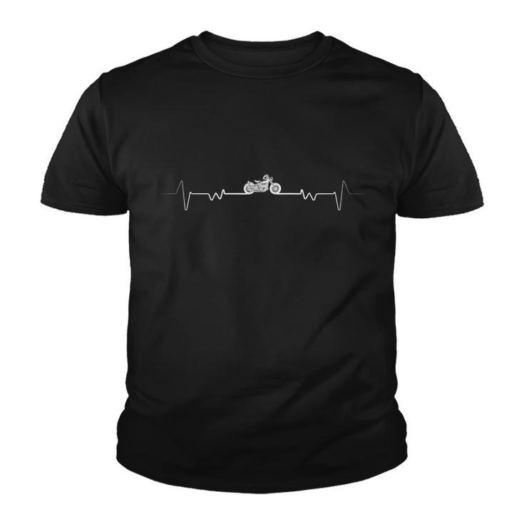 Motorcycle Heartbeat Pulse Biker Youth T-shirt