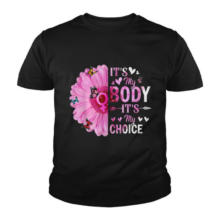 My Body Choice Uterus Business Butterfly Flower Youth T-shirt