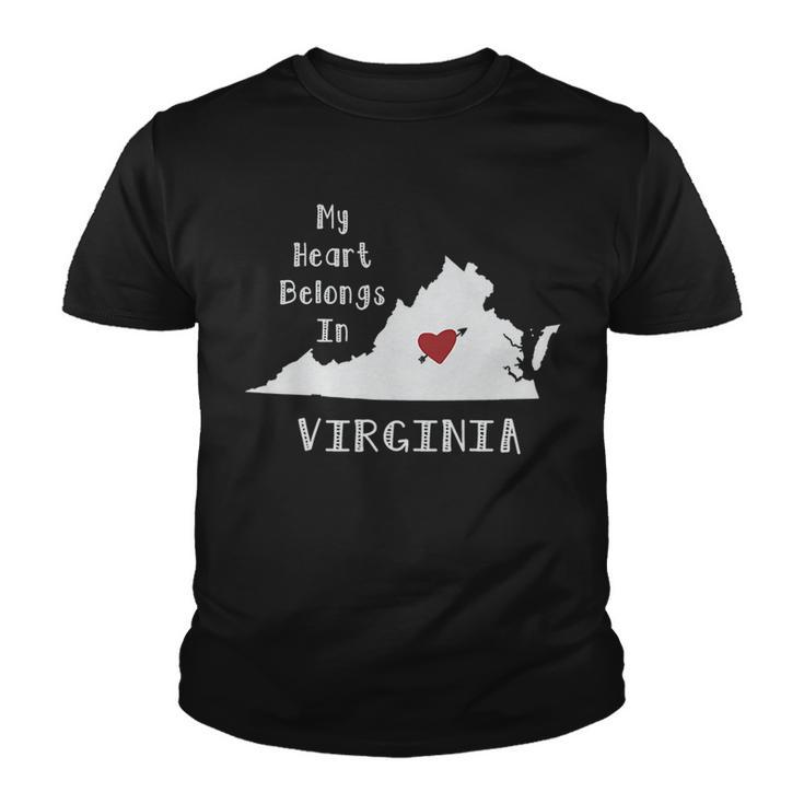 My Heart Belongs In Virginia Youth T-shirt