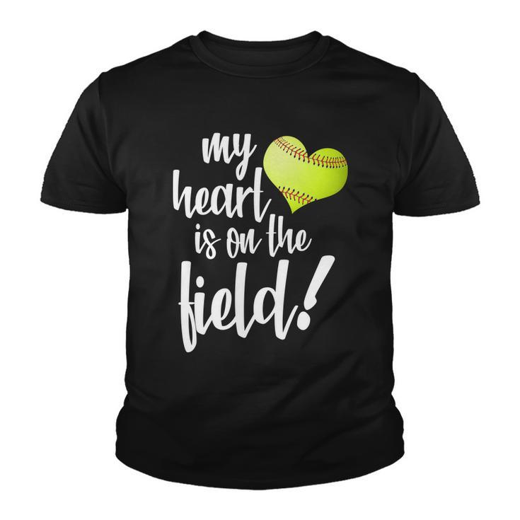 My Heart Is On The Field Baseball Player Youth T-shirt