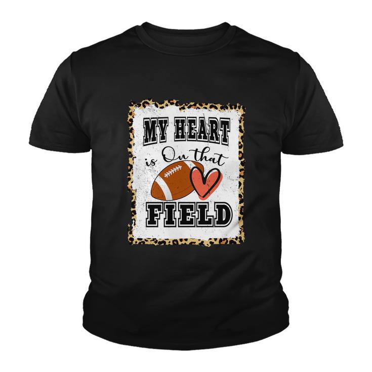 My Heart Is On The Field Cute Leppard Football Mom Tshirt Youth T-shirt