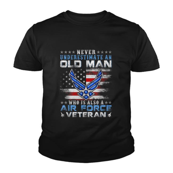 Never Underestimate An Old Man Us Air Force Veteran Vintage Youth T-shirt