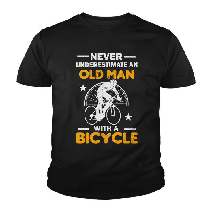 Never Underestimate An Old Man With A Bicycle Tshirt Youth T-shirt
