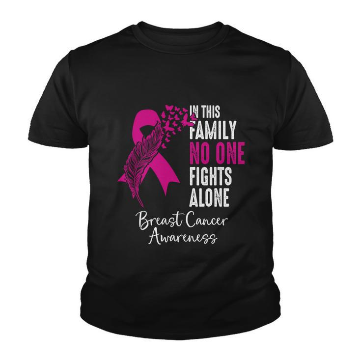 No One Fights Alone Breast Cancer Awareness Meaningful Gift Youth T-shirt