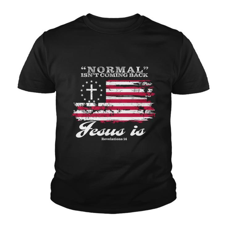 Normal Isnt Coming Back But Jesus Is Revelation 14 American Flag Tshirt Youth T-shirt