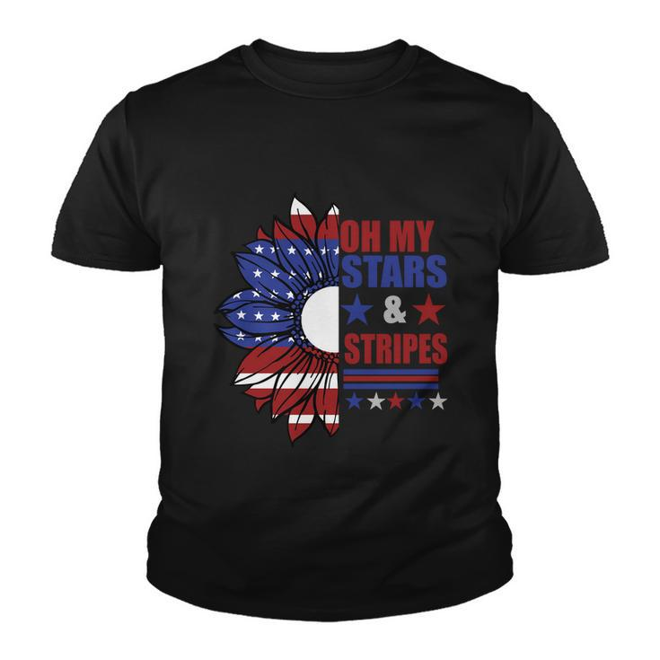 Oh My Stars Stripes Sunflower America Flag 4Th Of July Youth T-shirt