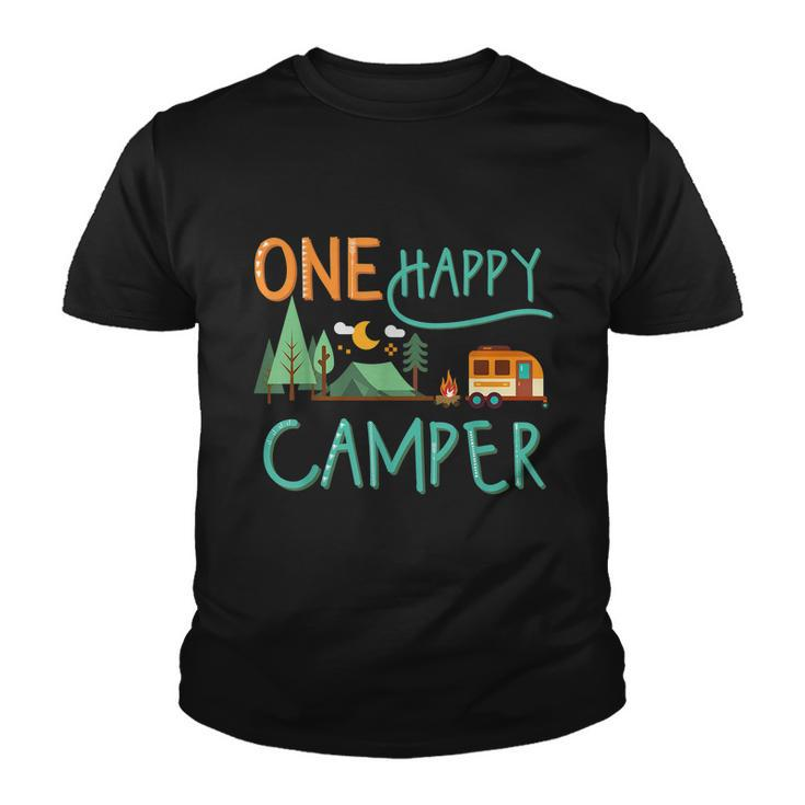 One Happy Camper First Birthday Gift Camping Matching Gift Youth T-shirt