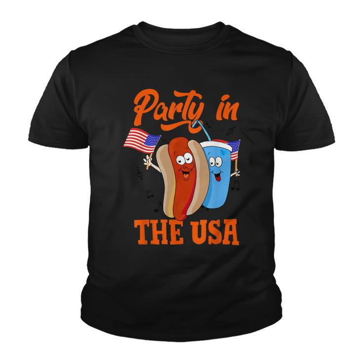 Party In The Usa  Hot Dog Love Usa Funny Fourth Of July  Youth T-shirt
