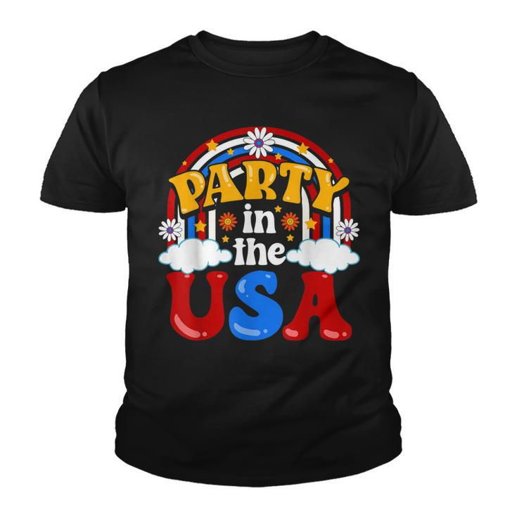 Party In The Usa Vintage Daisy Flowers 4Th Of July Patriotic  Youth T-shirt