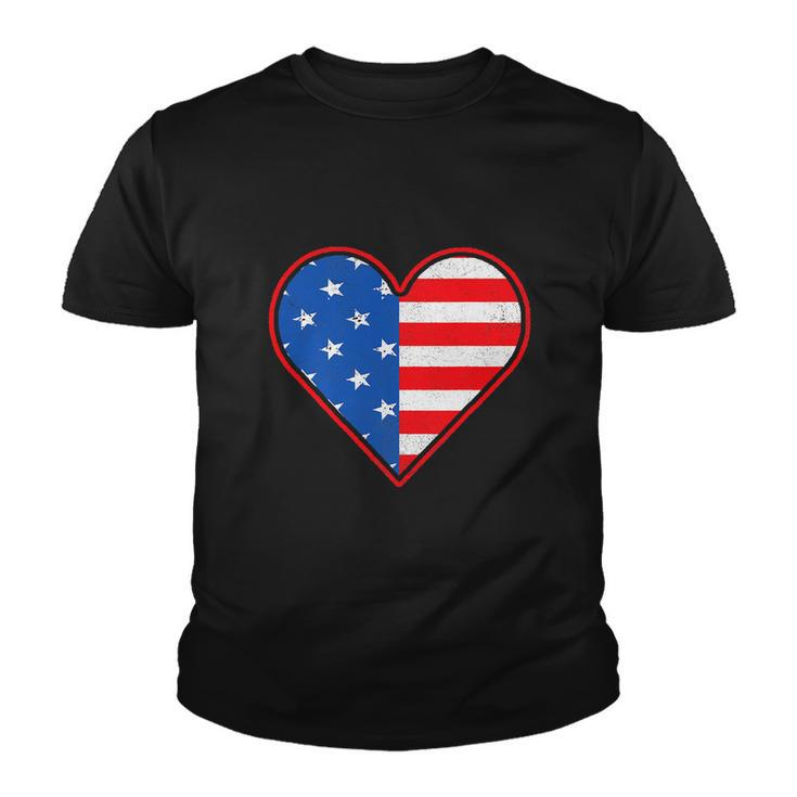 Patriotic American Flag Heart For 4Th Of July Girl Youth T-shirt