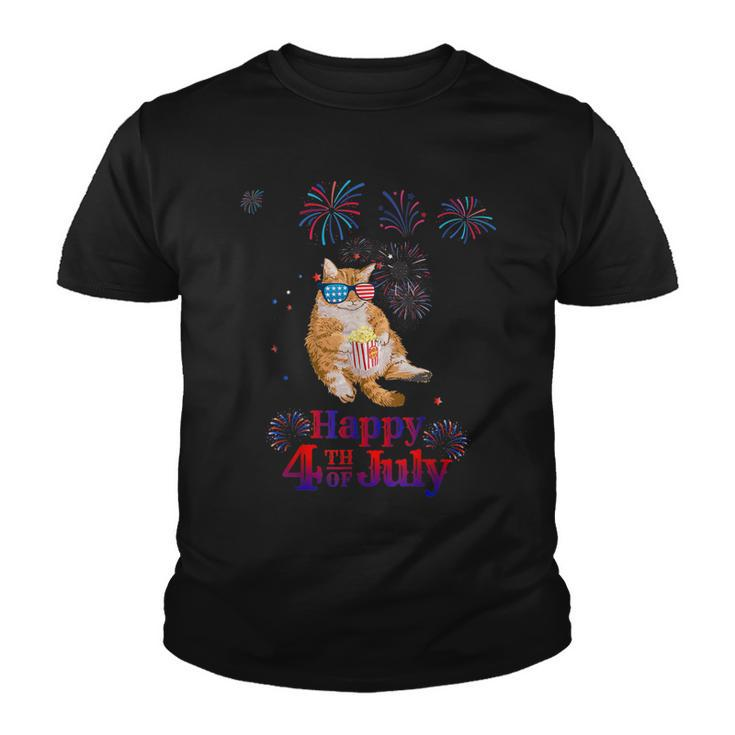 Patriotic Cat  Happy 4Th Of July  Youth T-shirt