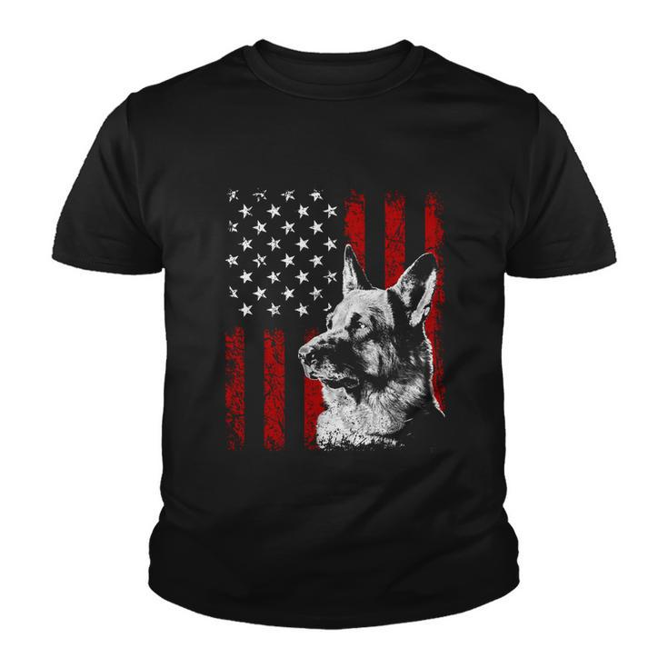 Patriotic German Shepherd American Flag Dog Gift V2 Youth T-shirt