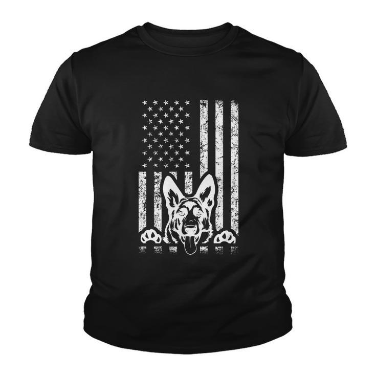 Patriotic German Shepherd American Flag Dog Lover Gift Cool Gift Youth T-shirt