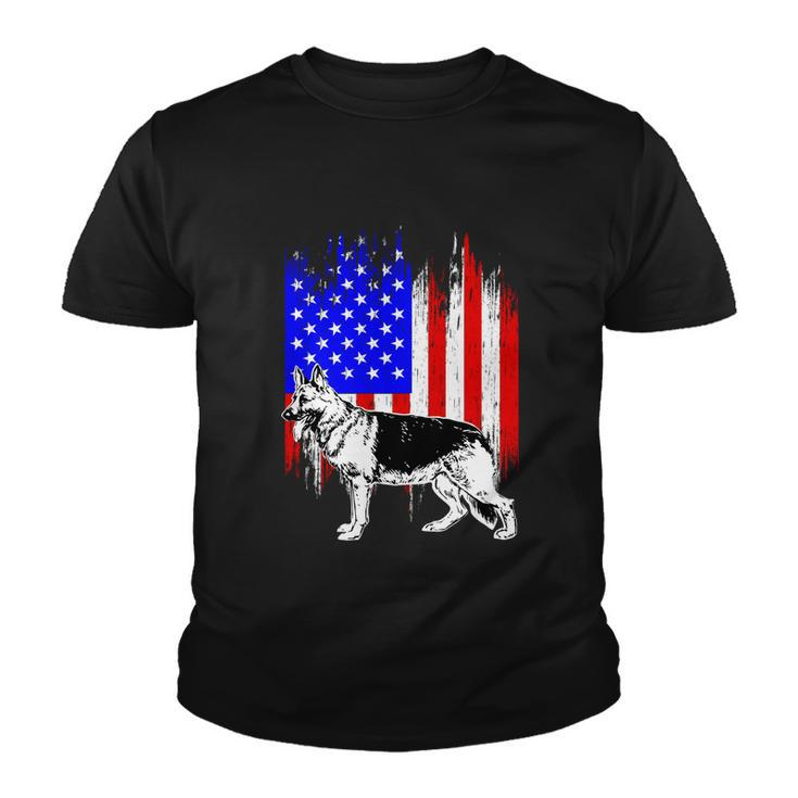 Patriotic German Shepherd American Flag Dog Lover Gift Cute Gift Youth T-shirt