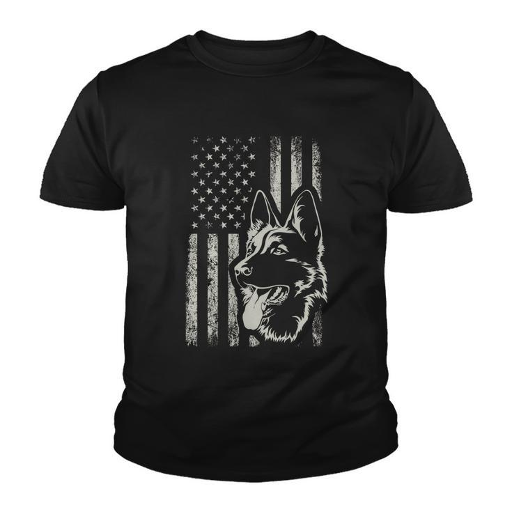 Patriotic German Shepherd American Flag Dog Lover Gift Funny Gift Youth T-shirt