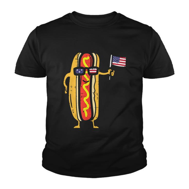 Patriotic Hot Dog American Flag Usa Funny 4Th Of July Fourth Youth T-shirt
