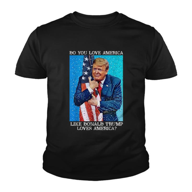 Patriotic Trump Hugging Flag Pro Trump Republican Gifts Youth T-shirt