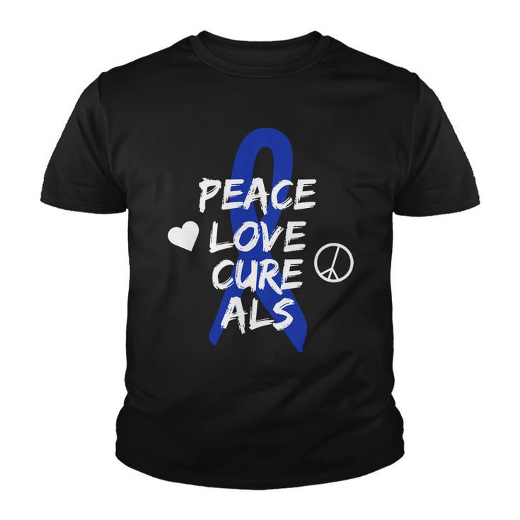 Peace Love Cure Als Awareness Tshirt Youth T-shirt