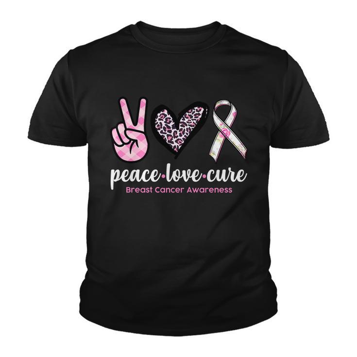 Peace Love Cure Breast Cancer Awareness Fashion Patterns Youth T-shirt