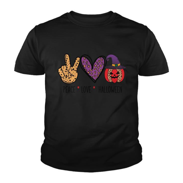 Peace Love Halloween Funny Halloween Quote Youth T-shirt
