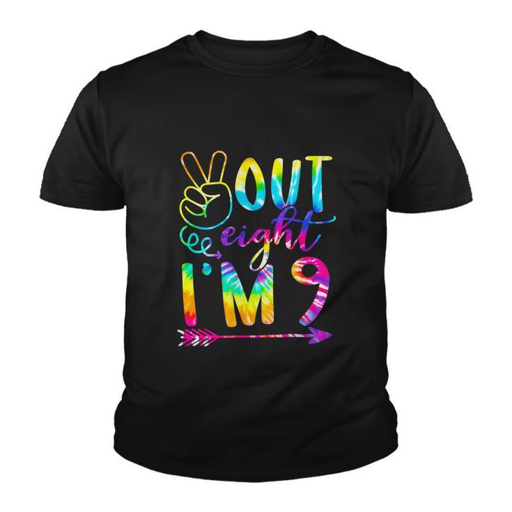 Peace Out Eight Im 9 Tie Dye 9Th Birthday Boy Girl Youth T-shirt