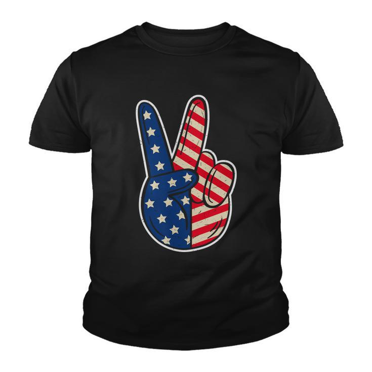 Peace Sign Hand Patriotic American Graphic Plus Size Shirt For Men Women Family Youth T-shirt
