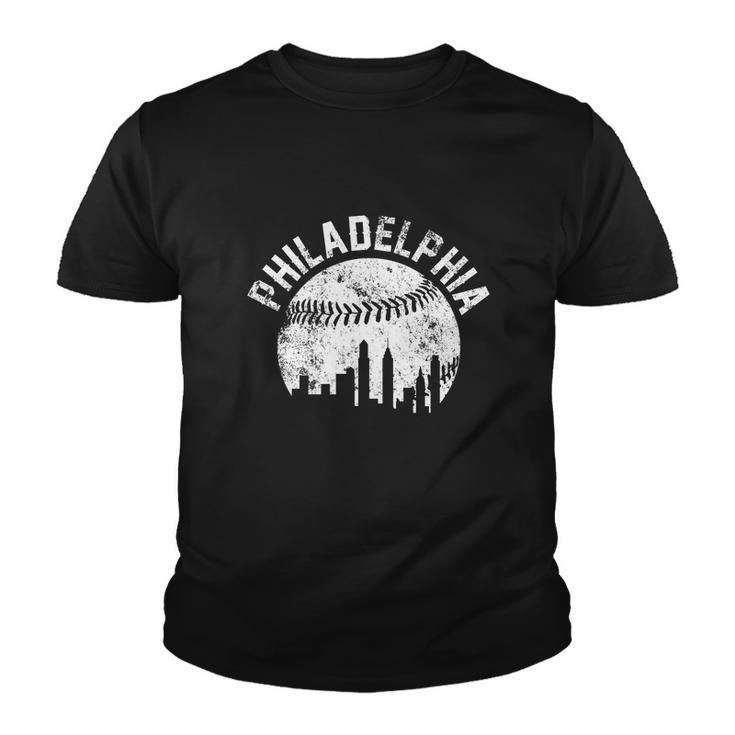 Philadelphia Baseball City Skyline Vintage Tshirt Youth T-shirt