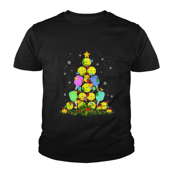 Pickleball Christmas Tree Santa Pickleball Xmas Lights Gift Youth T-shirt