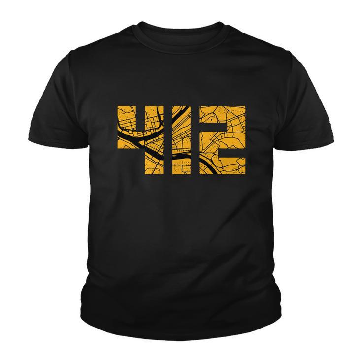 Pittsburgh 412 Map V2 Youth T-shirt