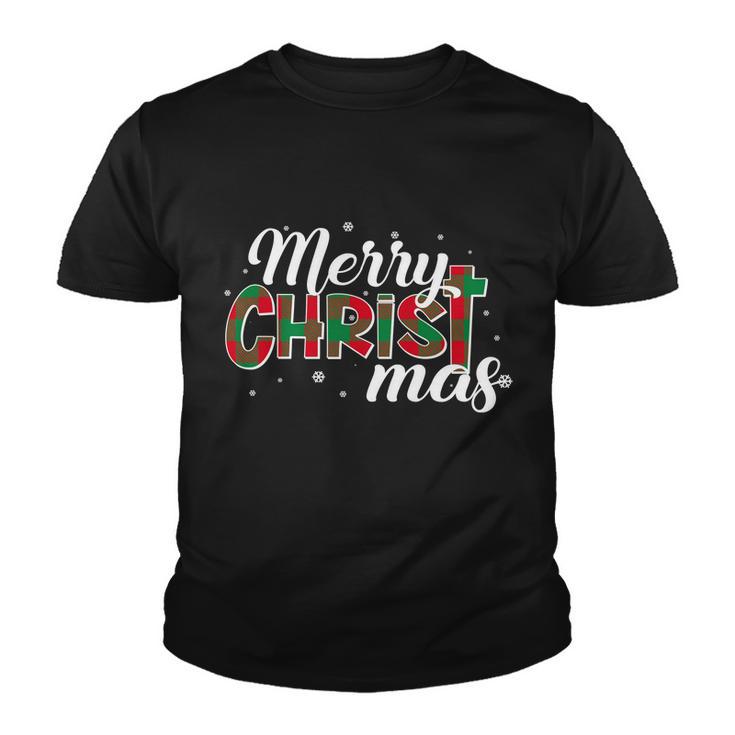 Plaid Merry Christmas Christ Tshirt Youth T-shirt