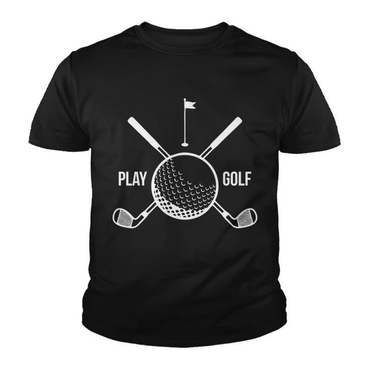 Play Golf Golfball Clubs Crossbones Youth T-shirt