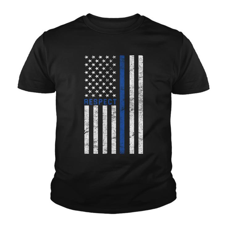 Police American Flag Respect The Blue Youth T-shirt