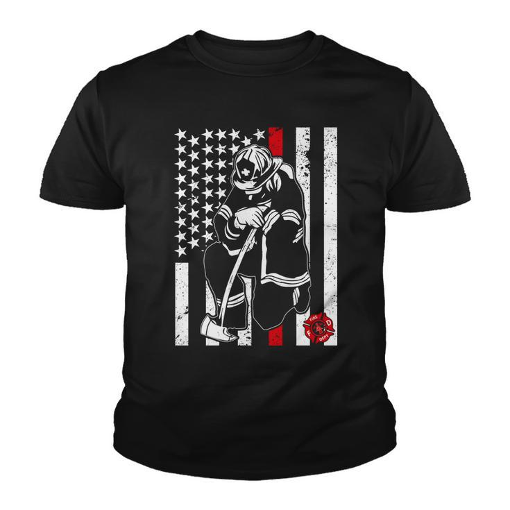 Praying Firefighter Thin Red Line Tshirt Youth T-shirt