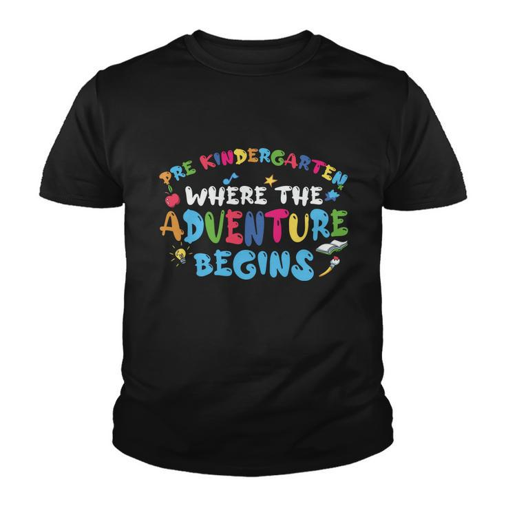 Prek Where The Adventure Begins Back To School First Day Of School Youth T-shirt