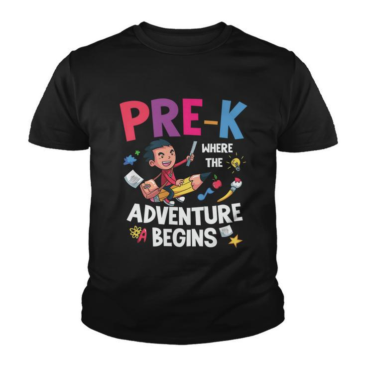 Prek Where The Adventure Begins Back To School V2 Youth T-shirt