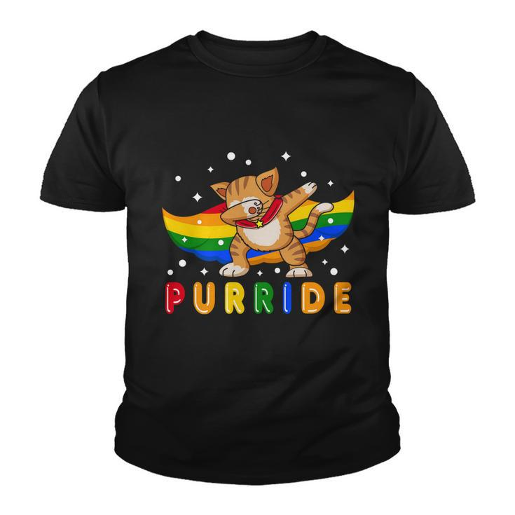 Pride Month Dabbing Purride Cat Gay Pride Lgbt Youth T-shirt