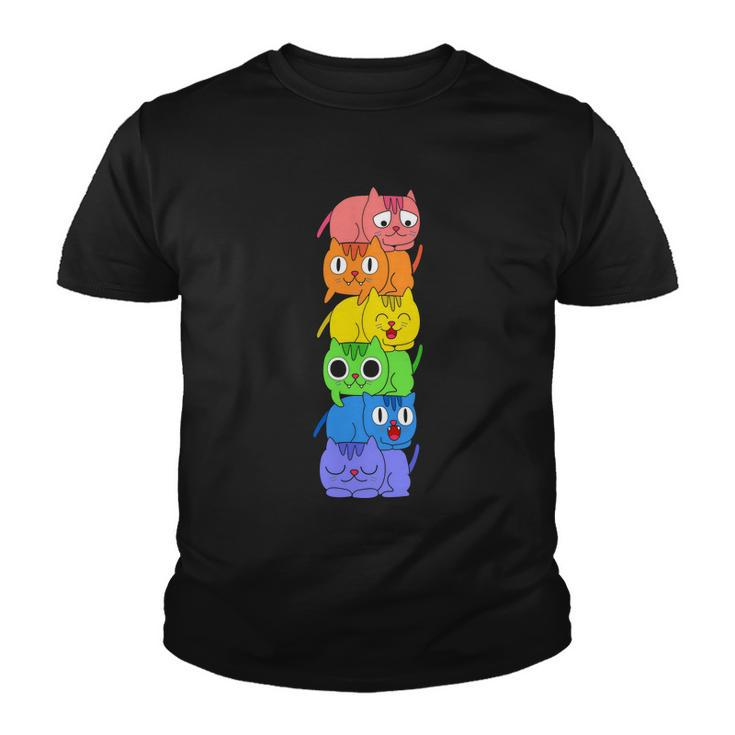 Pride Month Gay Pride Cat Lgbt Kawaii Youth T-shirt