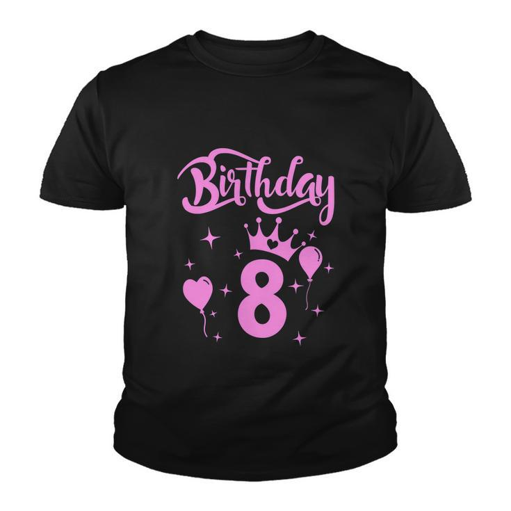 Princess Birthday Girl 8 Year Old Funny Birthday Girl Youth T-shirt