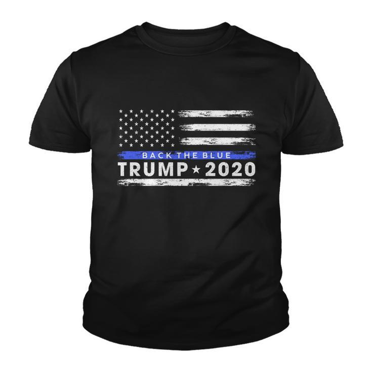 Pro Trump 2020 Back The Blue Thin Blue Line American Flag Gift Youth T-shirt