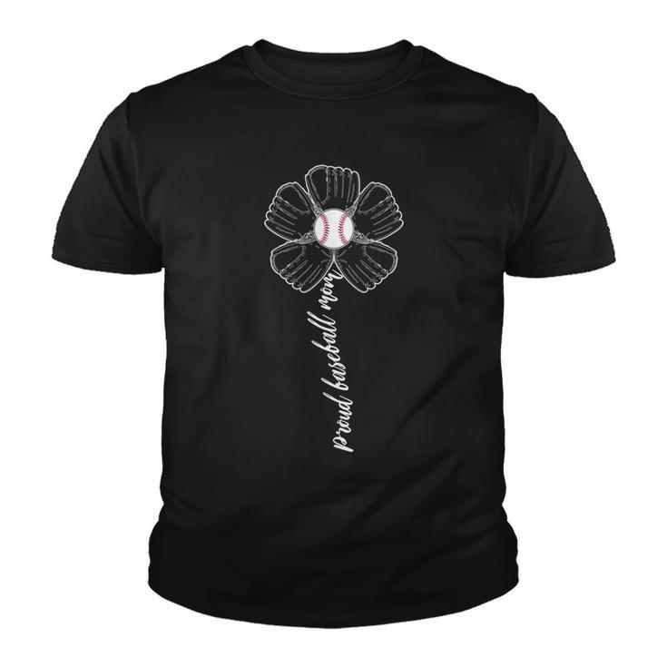 Proud Baseball Mom Flower Tshirt Youth T-shirt