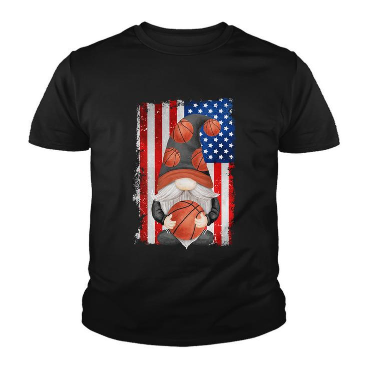 Proud Basketball Grandpa Gnome With Patriotic American Flag Cute Gift Youth T-shirt