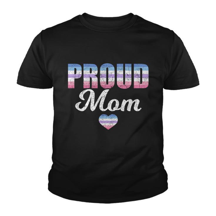 Proud Mom Bi Gender Flag Heart Mothers Day Lgbt Bigender Gift Youth T-shirt