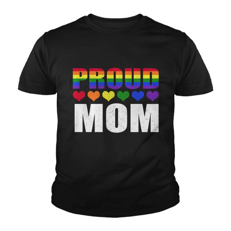 Proud Mom Lgbtmeaningful Giftq Gay Pride Ally Lgbt Parent Rainbow Heart Gift Youth T-shirt