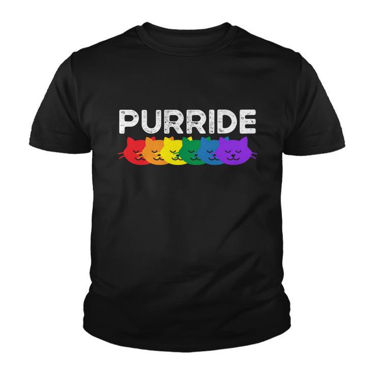 Purride Cat Lover Pride Month Gay Rights Rainbow Cat Cute Gift Youth T-shirt