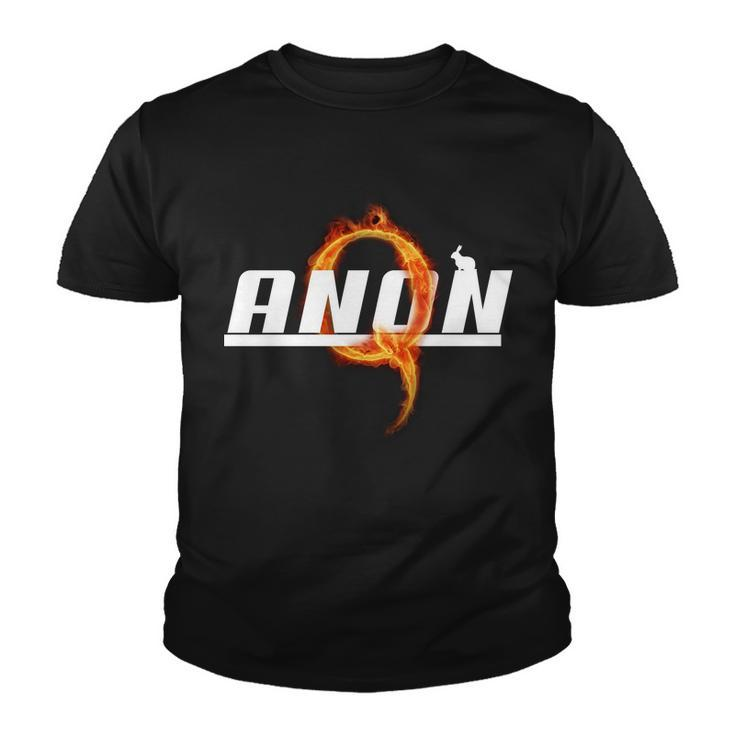 Qanon The Rabbit Storm Fire Logo Youth T-shirt