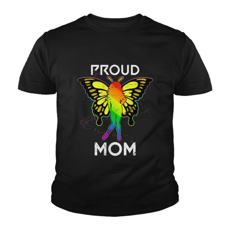 Rainbow Butterfly Proud Lesbian Mom Mothers Day Gift Lgbt Cool Gift Youth T-shirt