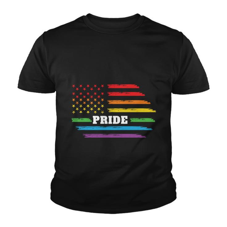 Rainbow Distressed American Flag Pride Month Lbgt Youth T-shirt